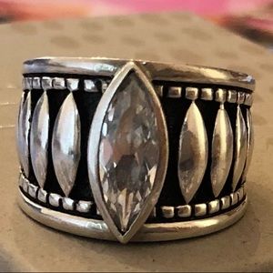 Rare Vintage Silpada Sterling Silver Marquise Cubic Zirconia Ring R1293 Size 7